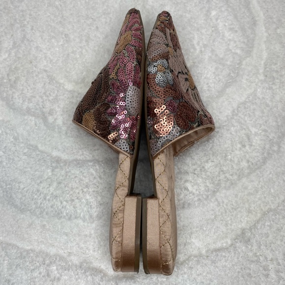 Birdies The Dove Pink Petal Sequin Slides Shoes Flats Women’s Size 8.5 EUC - Picture 10 of 12